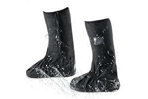 SANROLAX Wasserdichter Überschuhe, Schwarz Wasserdicht Schuhüberzug Ein Paar Regen Schuhüberzieher für Den Außenbereich PVC Rutschfester Regenüberschuhe Wiederverwendbar Und Faltbar