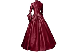 ANNSEMO Halloween Costumes for Women Medieval Solid Color Big Swing Long Dress Vintage Square Neck Maxi Dress Renaissance Lace Tie Long Sleeve Princess Dress Victorian Court Gowns Dresses