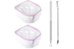 Yokilly 2 Pièces Bol De Trempage Des Ongles,Gel De Trempage Polissage Poudre De Trempage Démaquillant Bol Ongle,Avec Triangle Cuticule Peeler Et Acier Inoxydable (Rose)