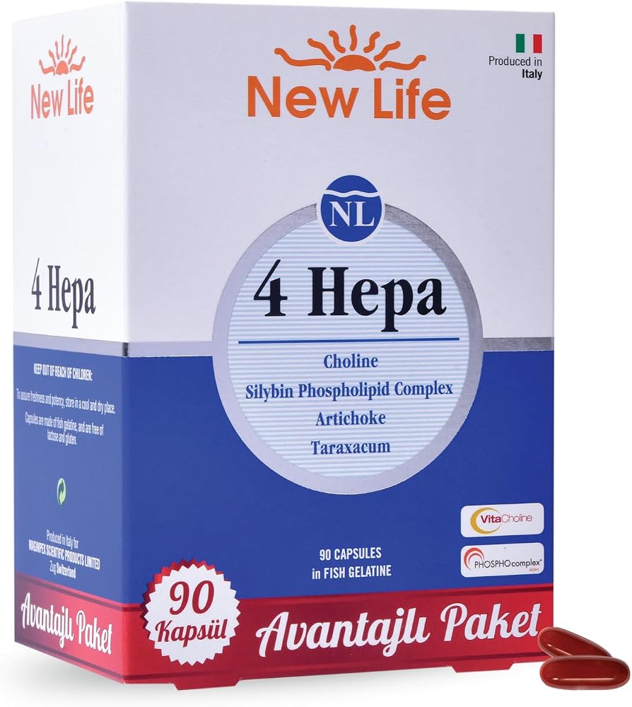 New Life 4 Hepa 90 Kapsül - Silibin Fosfolipid - Kolin - Enginar Yaprağı ve Karahindiba Kök Ekstresi