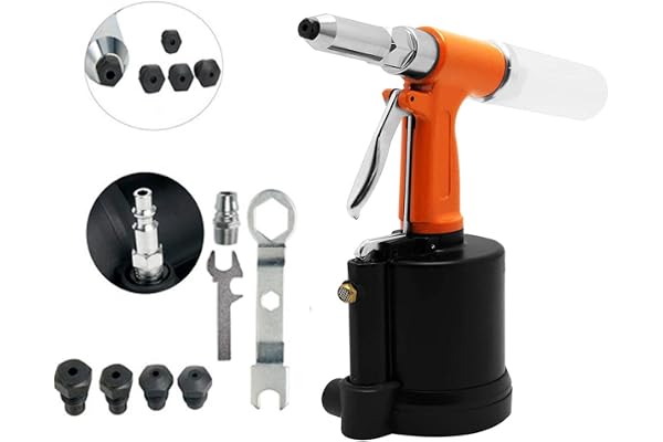 Seababyhouse Hydrauliques Pistolet Riveteuse Pneumatique Rivet Riveteuse Rivet Écrou de Réglage Kit Pince à riveter, 1/4-inch 3/16-inch 5/32-inch 1/8-inch 3/32-inch Nosepieces