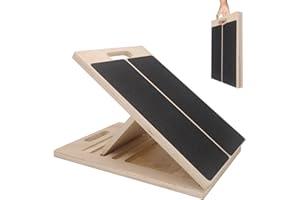 Yuhtech Wooden Slant Board, Adjustable calf stretch board, Portable Incline Board for Stretching/Squat Wedges, 5 Positions, 15.5" X 11.5"