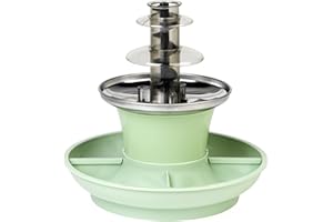 Giles & Posner Mini-Schokoladenbrunnen – Elektrische 3-Stufen-Maschine, automatisches Abschalten, 0°C bis 50°C, Käsefondue-Set, abnehmbare Lebensmittelschalen, 25W, Grün