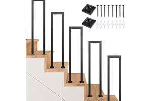 LIJYITF Main Courante pour Escalier U, Garde Corps Exterieur, Rampe Escalier Intérieur, Rampe Escalier en Forme de U, Noir Garde Corps en Métal pour Extérieur, Balcons, Couloirs. (Noir, U-75CM)