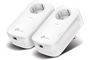 TP-Link CPL AV1300 (Débit 1300 Mbps), 1 Port Ethernet Gigabit, Prise Intégrée Version Européenne, Pack de 2 CPL (TL-PA8010P KIT) Blanc
