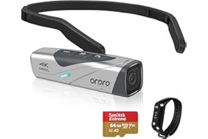 ORDRO EP8 4K 60FPS Vlog Mini Caméra Vidéo Portable Légère et Mains Libres, Contrôle d'application Wi-FI, étanche IPX5, Stabilisateur de Cardan 2 Axes avec Télécommande, Carte Micro SD 64G (Argent)