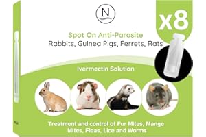 NAQUA LTD Naqua 8 x Anti-Parasite Spot On Pipettes. Treatment for Rabbits, Ferrets, Guinea Pigs, Rats & Chinchilla. Vet Strength, kills fleas, lice, mange mites