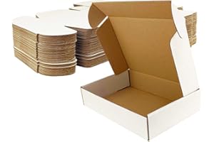 Giftgarden Caja de Cartón Kraft 22.9x15.3x5.1cm, Color Blanco, Cajitas de Carton Corrugado para Envíos, 25 Unidades