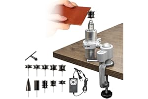 BAUSATZ Leather Polishing Machine, Leather Edge Burnishing Machine, Electric Leather Edge Burnisher Polisher Tool 10pcs Leather Burnisher Bits, Adjustable Speed (0-24000RPM) Polishing Grinding Machine