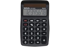 ‎MAUL MAUL Taschenrechner Eco MJ 455 | Solarrechner mit 8 Stellen Display | Nachhaltiger Taschenrechner aus recyceltem Kunststoff | Standardfunktionen | Blauer Engel/uz116 | Schwarz