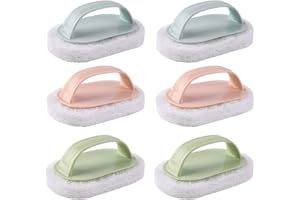 TSLBW Spazzola per Spugna per Decontaminazione in 6 Pezzi,Set Con Manico,Spazzola Abrasiva,Spazzola per Pulizia Cucina Bagno,Spazzola Multiuso per Pavimenti,Semplice e Facile da Pulire