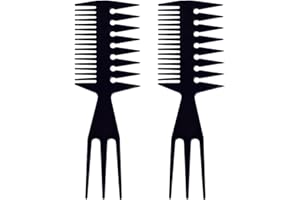 JDXUN 3 in 1 Peine de Dientes Anchos, 2 Piezas Grueso Peine del Pelo Antiestático para Barberos, Peinado para Hombres y Mujeres, Peine antiestático Herramienta de Peinado(Negro)