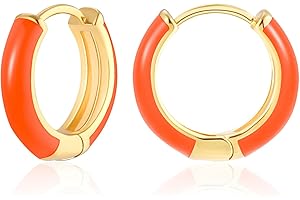 MESOVOR Small Gold Hoop Earrings for Women, 18K Gold Plated Lightweight Huggie Earrings | Enamel Hypoallergenic Earrings Gifts for Girls