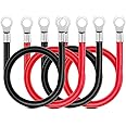 LDOPTO Battery Cable 6 Gauge wire 20 Inches Battery Cables with terminals Automotive Replacement Connectors, Red + Black Jumper Cables for Car Motorcycle Marine Battery RV Battery Cables, 2 assembly