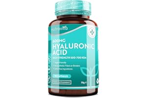 Hyaluronic Acid Capsules - 3 Month Supply of 600mg Hyaluronic Acid Capsules - High Dose with 500-700 KDA - GMO Free with No Synthetic Fillers or Binders - Made in The UK by Nutravita