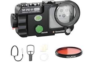 HOLAFOTO Seafrogs SF-PH-01 Coque sous-Marine Seafrogs avec Filtre Rouge, boîtier de téléphone étanche pour iPhone 15/14/13/12 Samsung Galaxy, fenêtre d’Objectif 68x68mm, Espace Interne 175x85mm