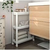 Ikea Vesken Servis Sehpası, Tekerlekli &Ccedil;ok Ama&ccedil;lı Raf Beyaz, 54X18X71 Cm