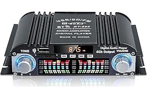 ROMICTA HiFi Verstärker, 4-Kanal-Bluetooth-Digital-Audioverstärker, Karaoke-Player mit 4 * 40W Spitzenleistung, FM-Radio, unterstützt Fernbedienung