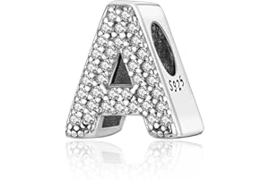 Symretie Ciondolo Argento Sterling 925 Lettere con Cubic Zirconia Pendenti per Pandora Braccialetti, Compatibile con Braccialetti e Collane europei, perfetto Regali per Moglie e Ragazze SYM222