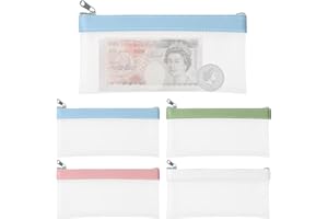 LTMMC 4 PCS Clear Money Pouch Coin Bags with Zips, Multi-Purpose Resalable Zip Lock Bags for School, Office and Travelling