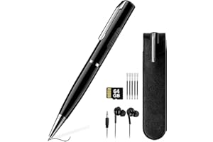 HERSANCE 64GB Diktiergerät, Voice Recorder mit 768 Stunden Aufnahmekapazität, One-Click Recording und 360° Surround Aufnahme, Tragbar Aufnahmegerät für Vorlesungen, Meetings