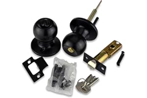 HANDLESTORE® Locking Door Knobs - Entrance, Privacy or Passage with Keys or Thumb Locking - Matt Black (Entrance Knob)