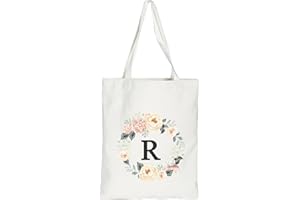 DWDC Borsa tote in tela, borsa regalo personalizzata con 26 lettere dalla A alla Z, borsa per la spesa ecologica riutilizzabile, borsa regalo, adatta per matrimoni, compleanni, eventi, feste