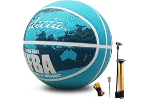 Fantecia Ballons de Basket Taille 7 avec Pompe pour extérieur intérieur, Ballons de Basket-Ball en Caoutchouc pour Adultes, Jeunes, école, entraînement