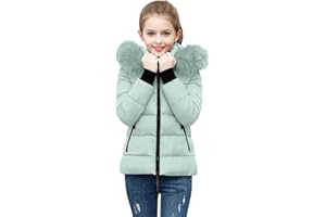 EMATOP Lang Winterjacke Mädchen Kinder Warm Wintermantel Outdoor Sport Steppjacke mit Kapuze Mantel Lässiger Einfarbig Pufferjacke Baumwolle Winddicht Daunenjacke Zipper Bequem Outdoorjacke