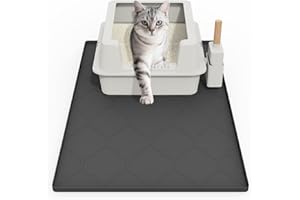 KIXCVDM Alfombrilla Arena Gatos, 86 X 56 cm, Alfombrilla Arenero Gato, Orina y Resistente al Agua, Fácil de Limpiar, Suave Patas Gato,Alfombra Antideslizante Gatos Para el Suelo, (Negro, L)