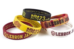Lorh's store NBA Basket Lebron James Ritratto Braccialetto Numero 23 Silicone Parola Inspirational Sport Wristband 5 Pezzi (Cleveland Cavaliers)