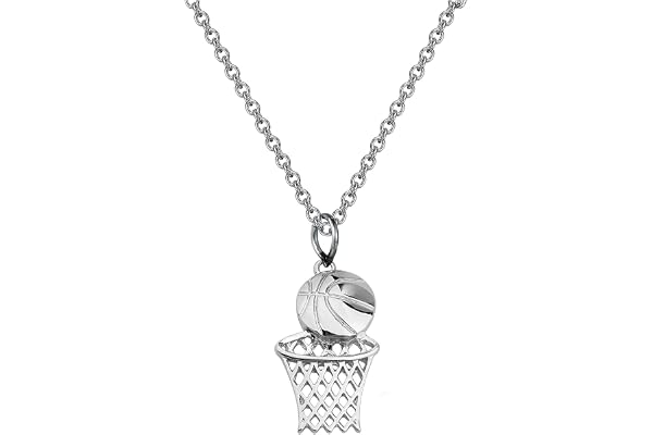 BNQL – Collier avec pendentif en forme de cerceau de basket-ball, cadeau pour homme, femme, fille