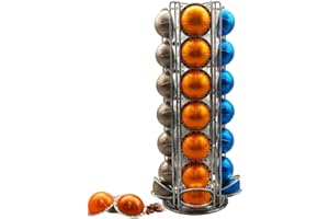 Wrobic Soporte para cápsulas Nespress Vertuo, soporte giratorio para cápsulas de café Nespress Vertuoline (35 cápsulas), color plateado