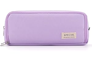 NEWUPZSI Piórnik dla dziewcząt i chłopców z 3 przegródkami, duży, dla dziewcząt, nastolatków, z 3 przegródkami, dla dzieci, studentów, dorosłych, do szkoły, biura, na prezent, liliowy, Etui na