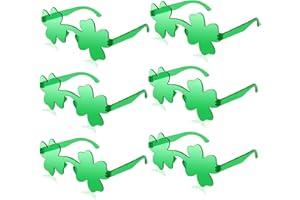 CoFlink 6PCS St. Patrick's Day Eyeglasses Saint Patricks Accessories Green Shamrock Style Irish Plastic Glasses Party Favor