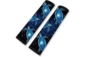 Doodlream 2Pcs Soft Auto Seat Belt Cover Pad Neon Galaxy Sea Turtle Print Colorful Car Seatbelt Shoulder Cushion for Comfortable Driving, Compatible with All Cars' Seatbelt and Backpack Straps