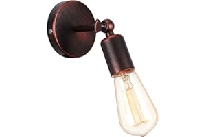 iDEGU Lampada da Parete Vintage Industriale Lampada a Muro in Metallo Applique da Parete Orientabile di 180° E27 Illuminazione da Parete Interni per Camera da Letto Corridoio Soggiorno (Ruggine Rame)