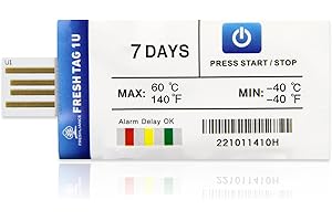 FRESHLIANCE FOCUS ON FRESH AND SAFE LIFE ONLY Freshliance Temperatur Datenlogger 2 Stücke, -40°C ~ 60°C Einweg-Temperaturlogger mit PDF/CSV-Bericht, 30000 daten hohe Genauigkeit 7 Tage für Kühltkettetransport, Fresh Tag 1U