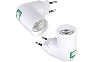 WUIOWPPIC 2 Stück E27 Lampenfassung mit Stecker Eu-Stecker E27 Sockel Adapter 180° Drehung E27 Adapter Steckdose E27 Lampenfassung Steckdose Lampenfassung e27 tSeckdose Lampenfassung e27 mit Stecker
