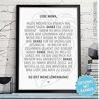 LÖWENMAMA - Bild Danksagung für Deine Mama Mutter – Rahmen optional – Geschenk Geschenkidee Geburtstag Hochzeitstag Muttertag