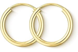 EDELIND Aritos de oro 15mm Oro amarillo 8K 9K 14K 18K Pendientes aros 2mm Aretes Oro Mujer Hombre Niña Aretes Oro con Caja de Regalo de Joyería