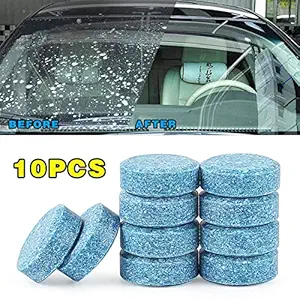 Asryd Car Wiper Detergent Effervescent Tablets Auto Windshield Cleaner Glass Tablets | Better Visibility | Safer Driving | Made in India | for All Universal Vehicles (10 Tablets), Sky Blue