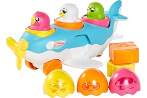 Toomies TOMY Hide and Squeak 2 in 1 Load and Go Plane Baby Toy, Baby Push Along Toy, Learning Toy for Babies, Musical Toys with Colours and Sounds, Baby Boys and Girls Aged 1, 2 and 3 Years Old