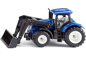 siku 1396, Tracteur New Holland avec Chargeur frontal, Métal/plastique, Bleu/noir, Chargeur frontal mobile, Attelage de remorque