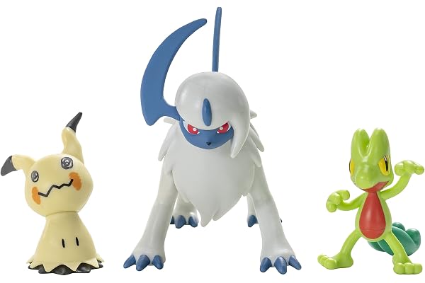 Pokémon Lot de 3 Figurines de Combat – Comprend des Figurines de Combat Treecko, Mimikyu et Absol de 7,6 cm – Détails Authentiques