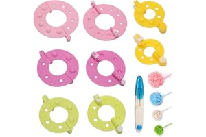 JUIBAO 9 Stück Pompom Maker Set, 8 Stück 4 Größen Pom Pom Makers mit Kleinen Schneideschere, DIY Bommel Maker Fluff Ball Weaver Nadel für DIY Handwerk, Hüte, Puppen, Dekoration