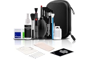 ERHUO Professional Camera Cleaning Kit,Camera Cleaning Kit w/ Waterproof Case,Including Cleaning Solution Bottle,5APS-C Cleaning Swabs,Air Blower,Cleaning Cloth for DSLR Cameras for Canon,Nikon,Sony