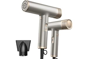 YAPOY Professioneller Haartrockner 1500 W mit Bürstenlosem Motor mit 110.000 U/min für Schnelles Trocknen, 200 Millionen Negativ Ionen Föhn mit Geräuscharmer, Thermokontrolle – Silber