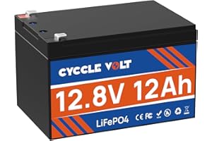 CYCCLEVOLT Batería de Litio 12V 12Ah LiFePO4 con BMS 12A, 5000 + Deep Cycles, 12 V batería de Litio para iluminación doméstica, UPS pequeños, Power Wheels, buscador de Peces, Coche, Camping