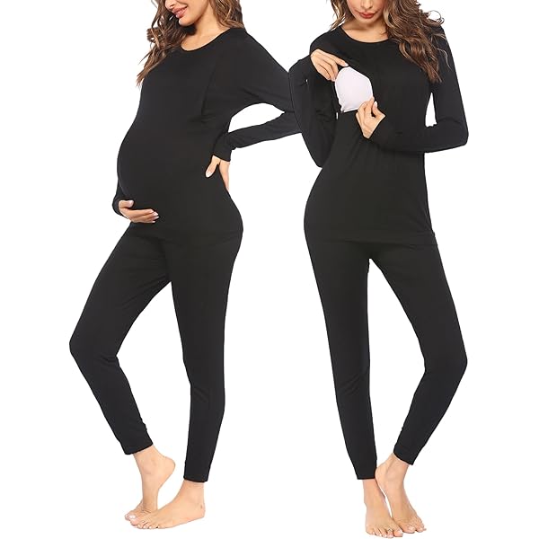 Damen Stillpyjama Baumwolle - Langarm Umstandsschlafanzug Für Schwangerschaft